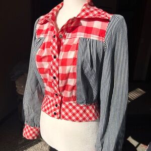 Vintage Charm of Hollywood Gingham & Hickory Stripe Blouse
